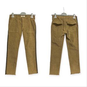 Nili Lotan Jenna Pants With Tape in corduroy, Size 2, Tan, New with Tag